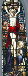 south window in nave detail of Christ January 2008